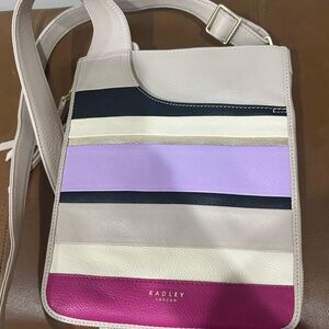 Radley London Cream and Purple Striped Crossbody Bag